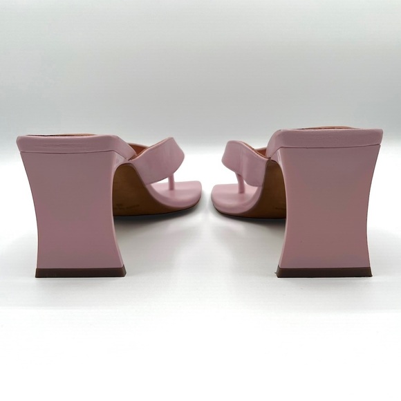 L’Intervalle pink  mule open toe sandals pastel square toe strappy leather heels - Picture 7 of 15